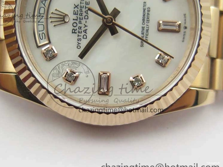 Day-Date Dial President RG on 128239 MOP Best Bp Edition Maker White Crystral Markers 36 Bracelet RG 0715
